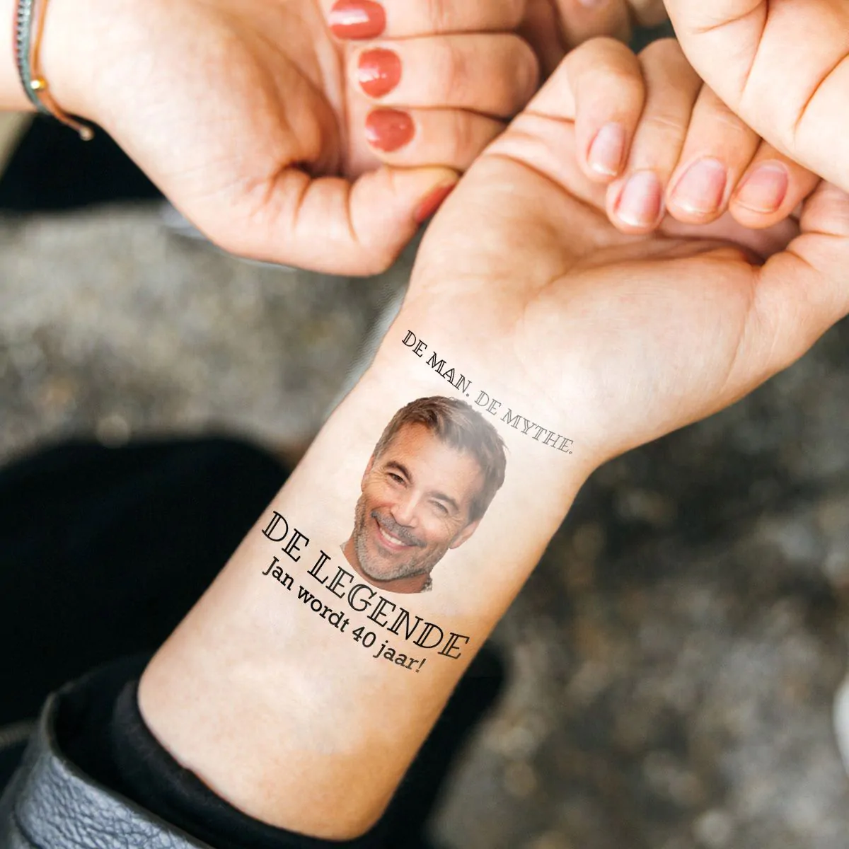 Gepersonaliseerde Nep Tattoos met Gezicht en Tekst set van 4 | snelle  levering