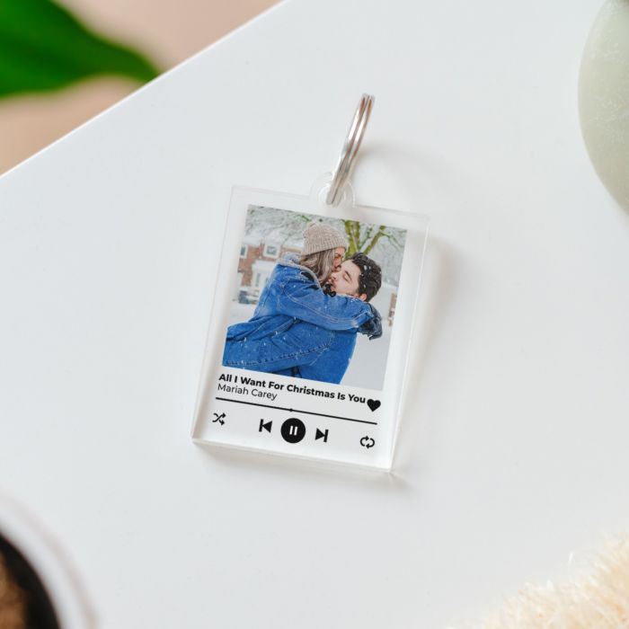 Gepersonaliseerde Acryl Sleutelhanger met Foto en Songtitel